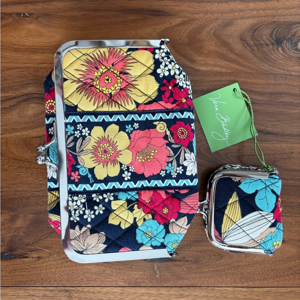 Vera Bradley Floral Cosmetic Bag Set - Navy, Yellow, Red